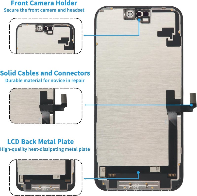 Ayake Store for iPhone 16 Plus Screen Replacement, 6.7 inch FHD LCD Display and Touch Digitizer Screen, True Tone Programmable, Face ID Remains (for A3290, A3082, A3289, A3291) - Image 2